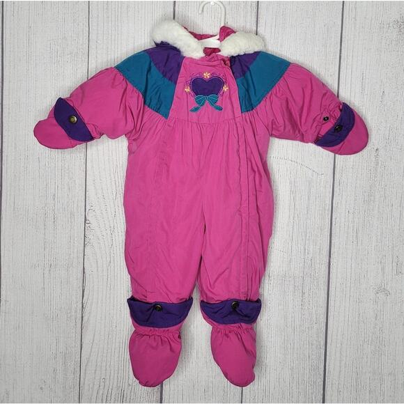 Vintage Carter's ColorBlock Girls Snowsuit, size 3/6 months